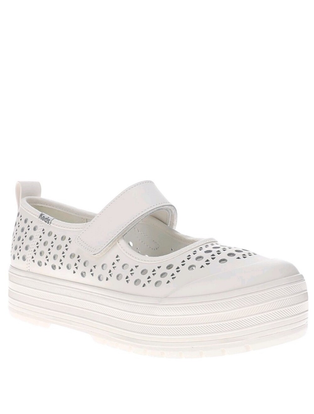 Keds Women's Perf Leather Platform Mary Jane Casual Sneakers Snow White 6